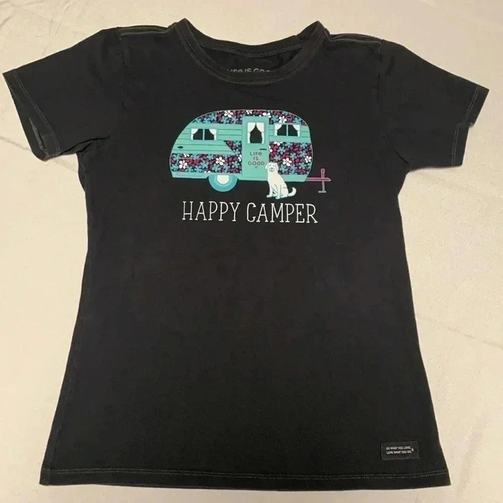 Life Is Good Women’s Crusher happy camper Tee,Size X-Small.